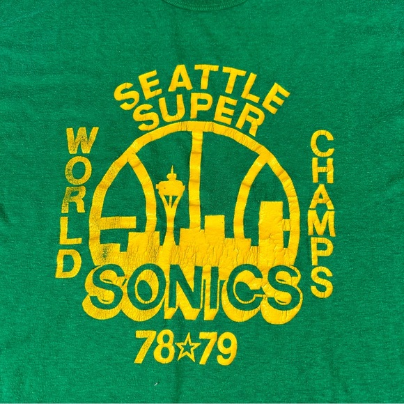 Vintage 1978-79 Seattle Supersonics Sonics NBA World Champions Small Tee Shirt - Picture 3 of 6